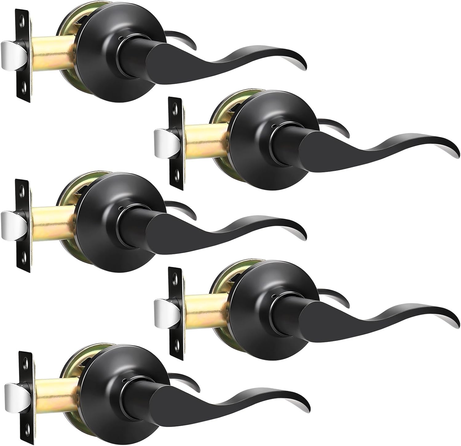 GOBEKOR Matte Black Passage Door Levers for Hallway and Closet