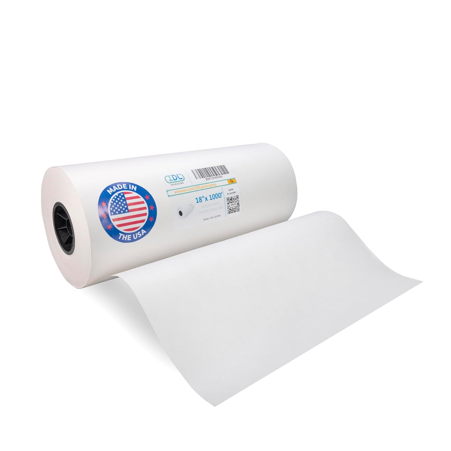 Natural White Butcher Paper Roll 18in x 1000ft for BBQ