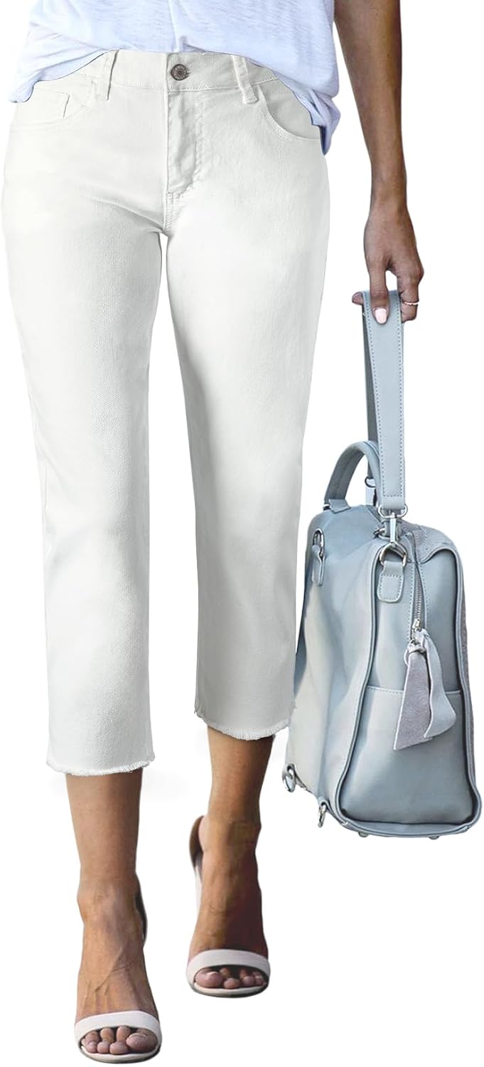 Stylish High Waisted Capri Jeans for Women - Summer Fashion