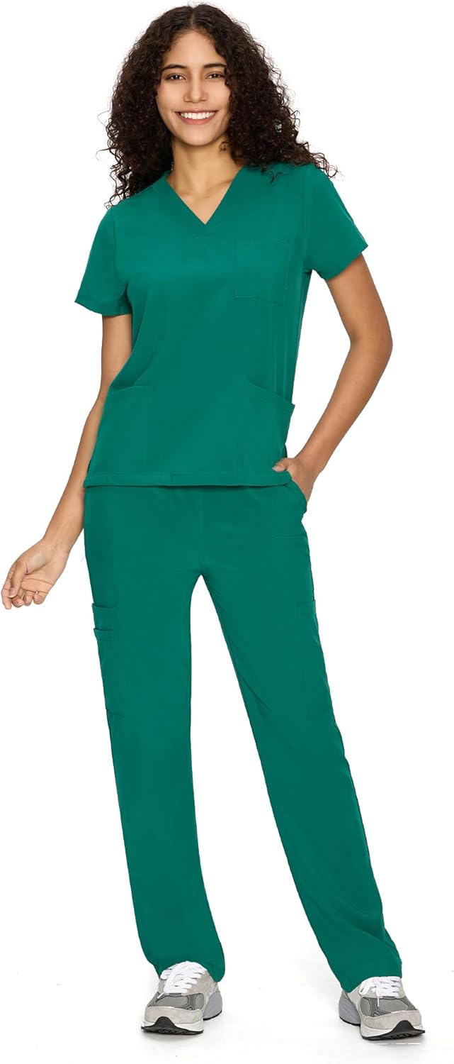 COZYFIT Scrubs for Women Set with 9 Pockets for Comfort