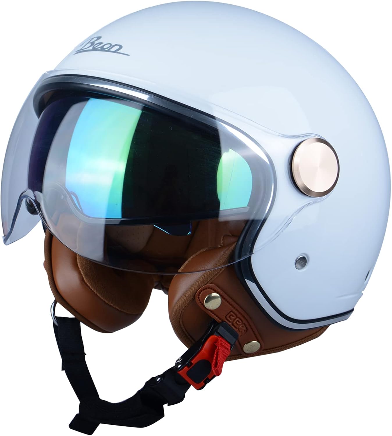 Open Face Motorcycle Helmet for Adults - DOT Approved Retro Style