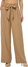 Willit Women's Wide Leg Pants Belted High Waisted - Comfortable Work