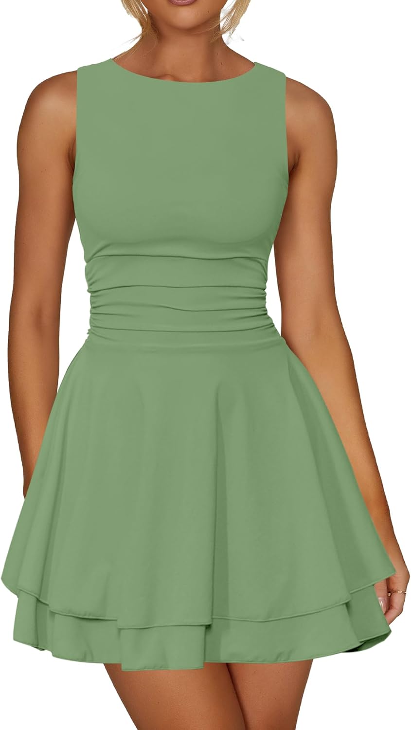Kaximil Women's Ruffle Hem Boat Neck Mini Dress for Parties