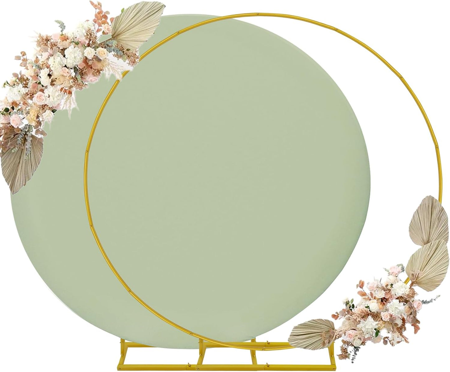 6.6ft Round Backdrop Stand with Sage Green Covers for Events