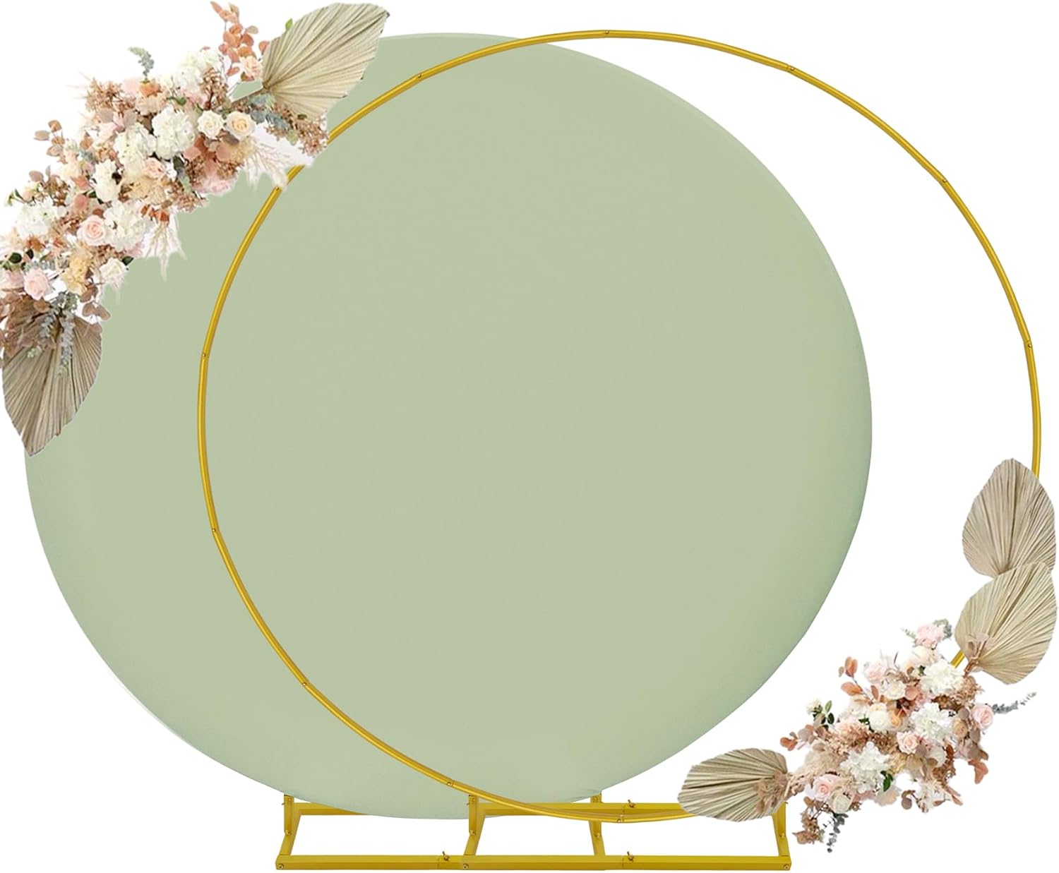 6.6ft Round Backdrop Stand with Sage Green Covers for Events