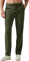Men's Linen Pants Drawstring Casual Dress Trousers 29-32in