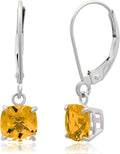 Solid 10K Gold Cushion Cut Citrine Dangle Earrings - Timeless Shine