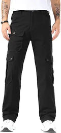 Plaid&Plain Men's Cargo Pants with Relaxed Fit and Extra Pocket