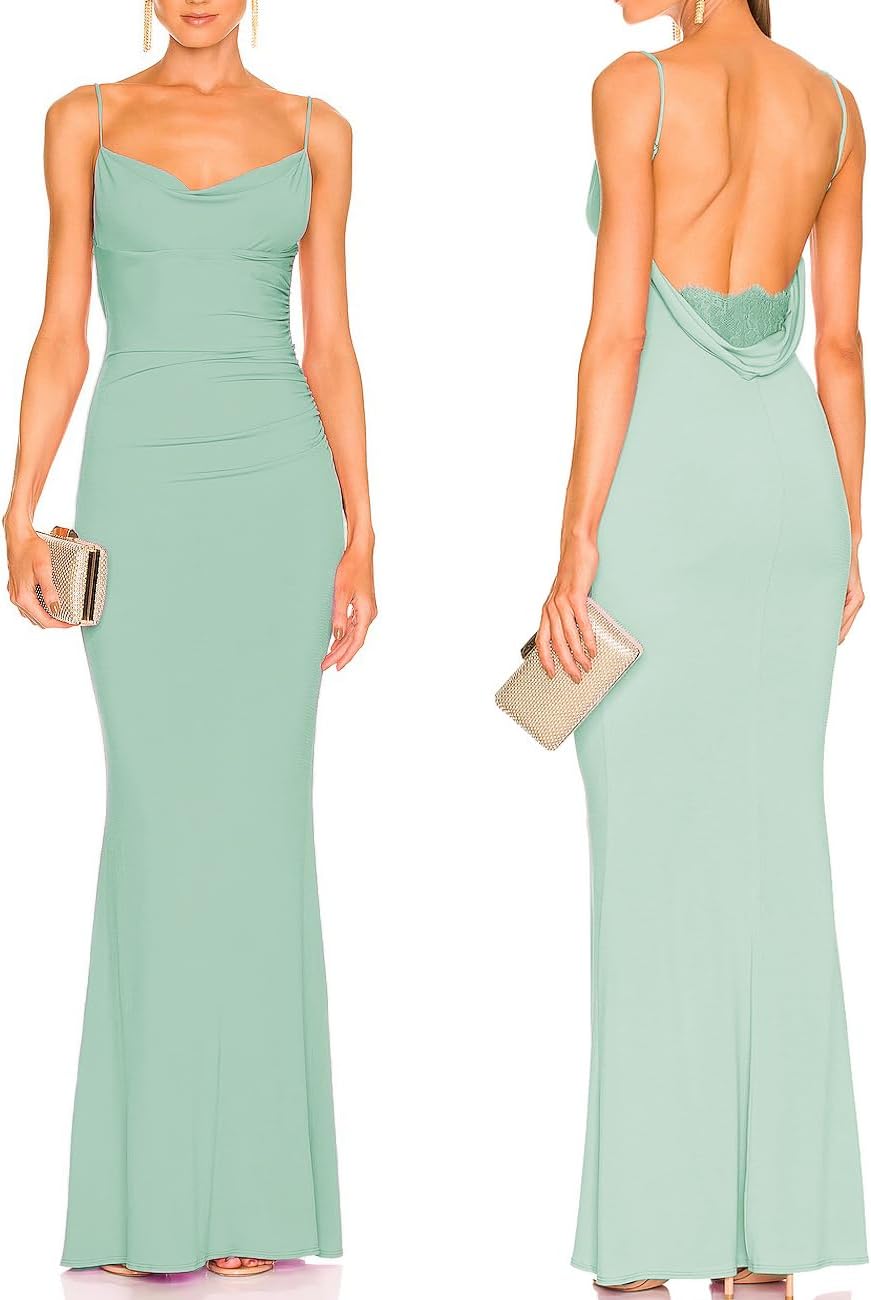 Capuffy Women Drape Neck Formal Maxi Dress for Elegant Occasions