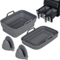 EM Silicone Air Fryer Liners 2-Pack - Reusable Tray with Mittens