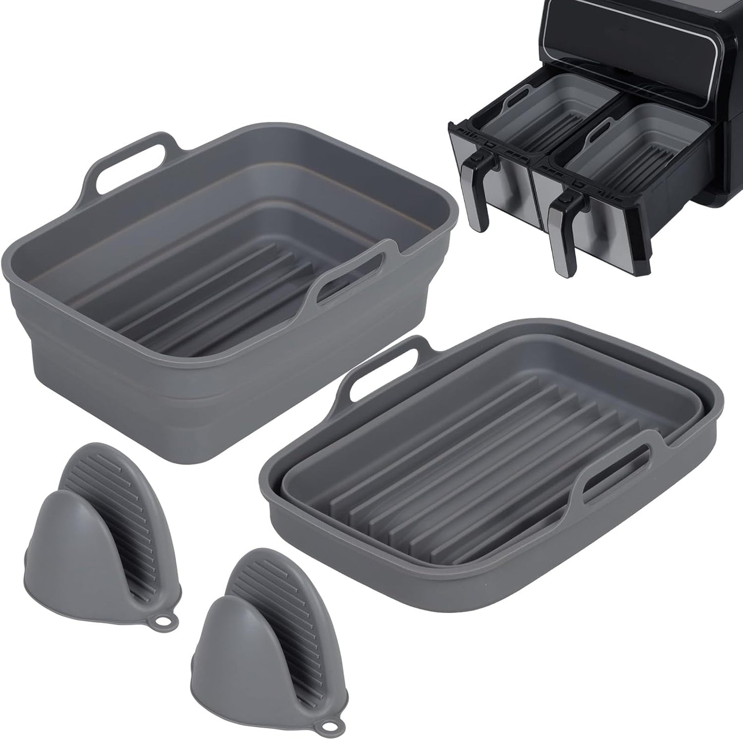 Reusable Silicone Liners 2-Pack for Ninja Air Fryer - Food-Grade, Heat-Resistant