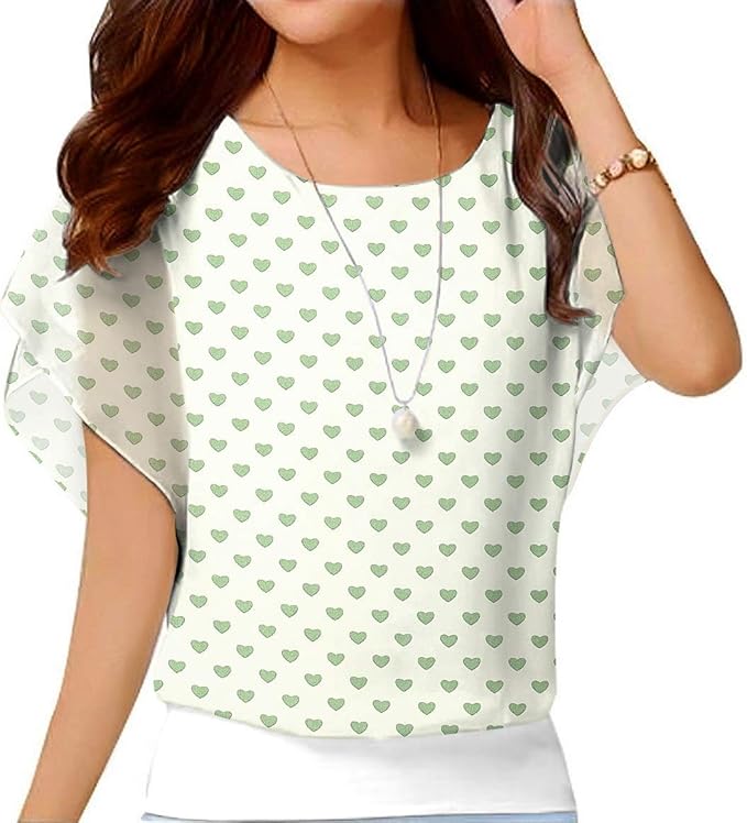 VIISHOW Women's Summer Loose Casual Short Sleeve Chiffon Top