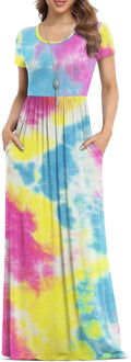 VIISHOW Womens Short Sleeve Loose Plain Maxi Dress - Comfortable