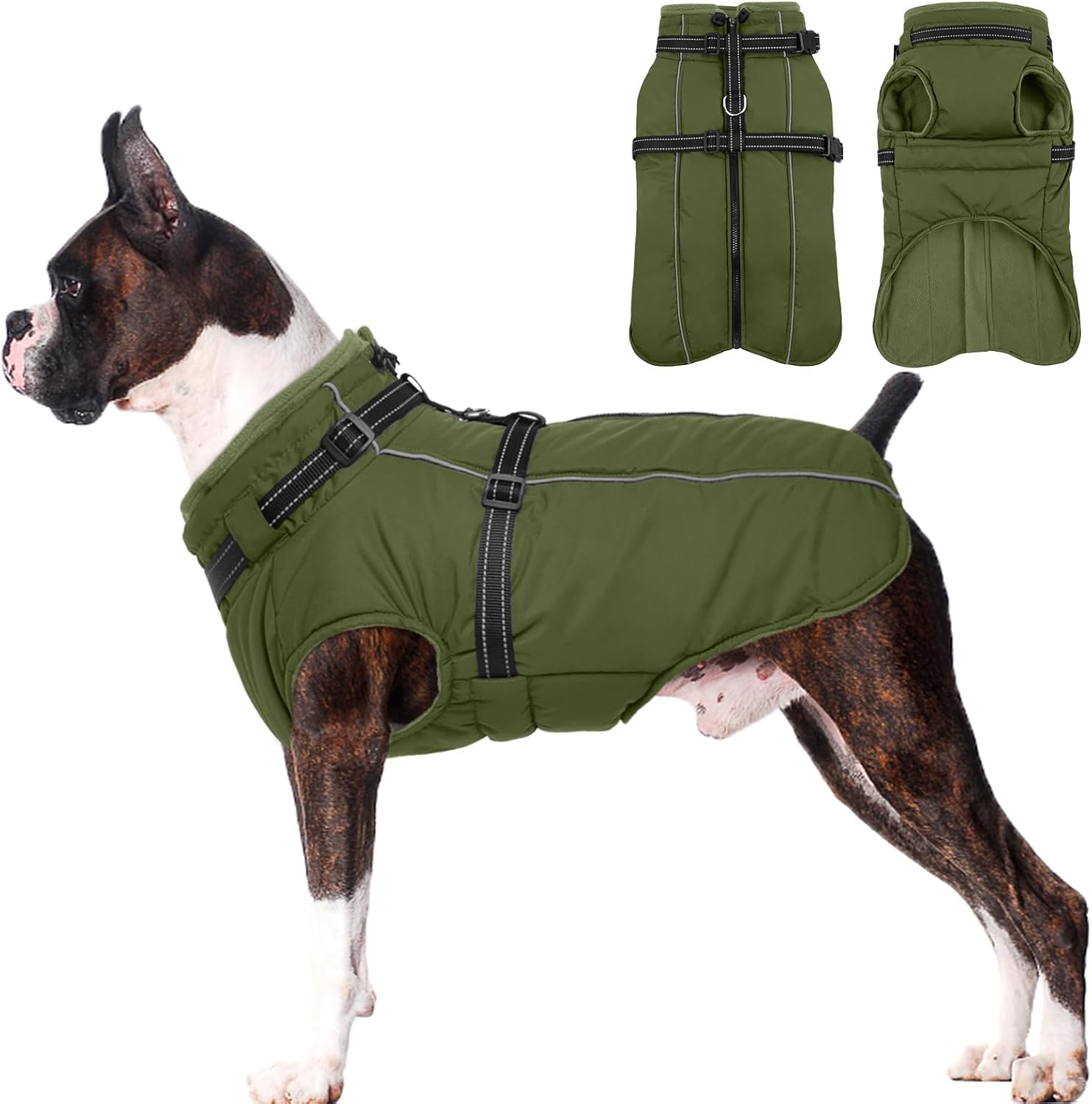 Lelepet Waterproof Dog Jacket with Harness for Medium Dogs