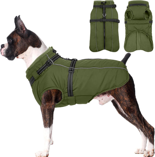 Lelepet Waterproof Dog Jacket with Harness for Medium Dogs