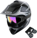 Youth Motocross BMX MX ATV Dirt Bike Helmet Bundle - Safe Fit