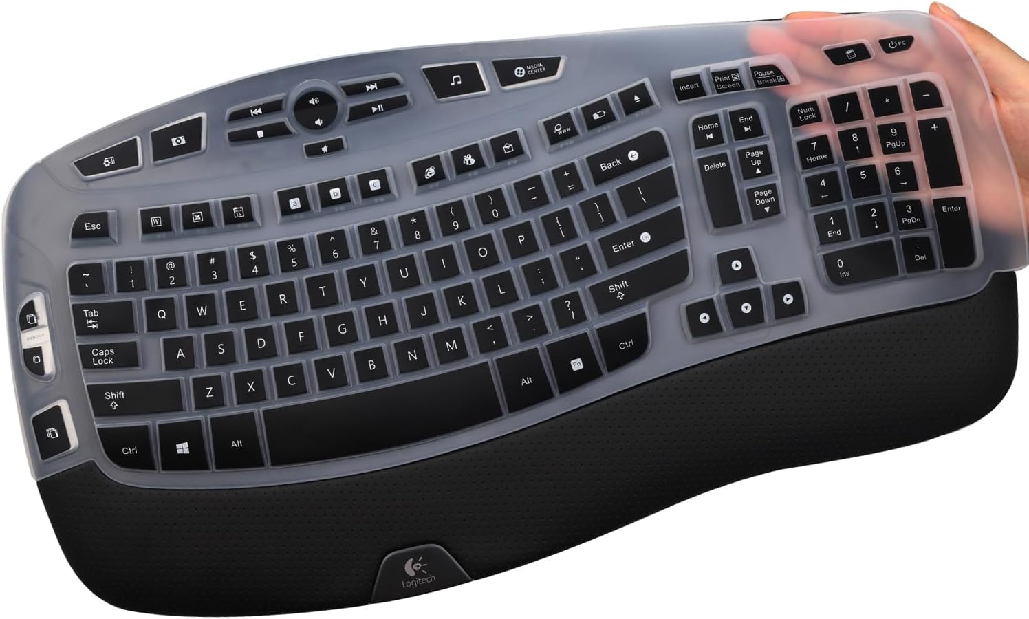 Ultra Thin Silicone Keyboard Cover for Logitech K350 MK570 MK550 - Black