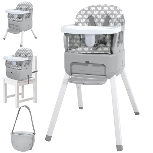 Portable 4-in-1 Baby Highchair - Compact & Versatile Grey BOSEDSANG