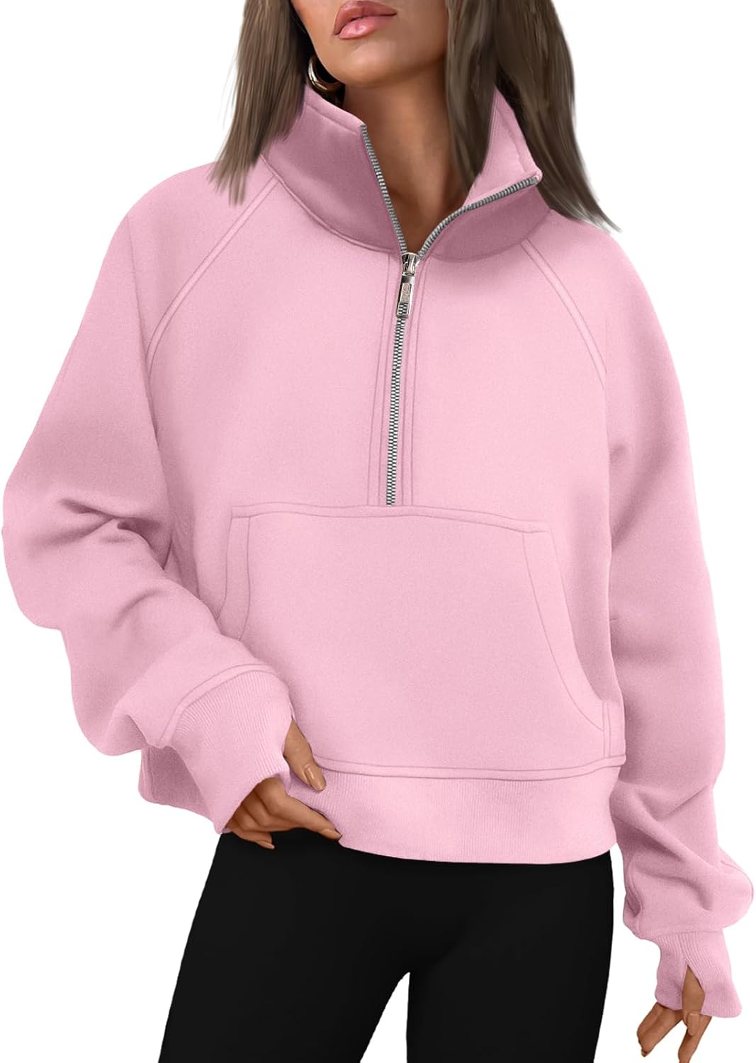 AUTOMET Womens Half Zip Cropped Pullover for Fall Fashion
