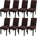 Dining Room Chair Covers Set of 8 Coffee - High Stretch Slipcovers