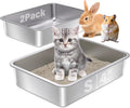 Stainless Steel Litter Box 2Pack 15.7in x 11.8in x 4in - Low Entry