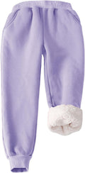 Flygo Fleece Joggers for Girls Boys - Sherpa Lined Warm Jogger Pants