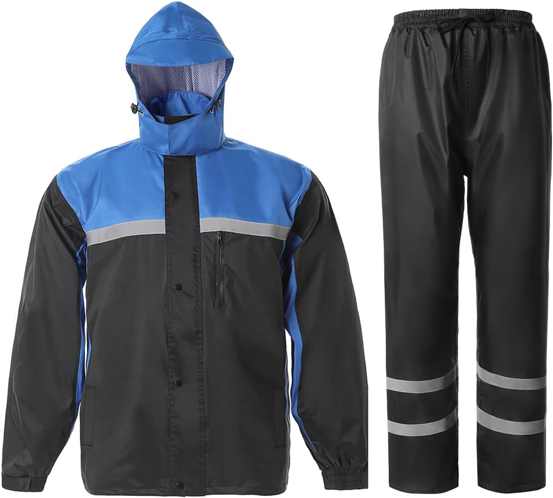 Men's High Visibility Rain Suit for Work and Outdoor Activities