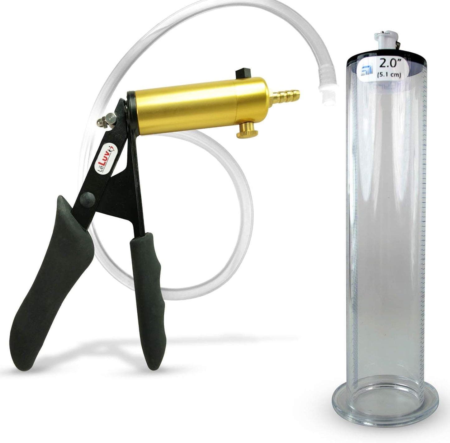 LeLuv Penis Pump with Ultima Brass & Black Silicone Grip Handle