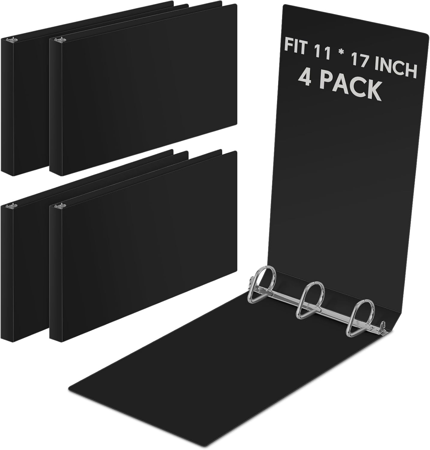 4 Pcs 11 x 17 Inch Heavy Duty View Plastic D Ring Binders
