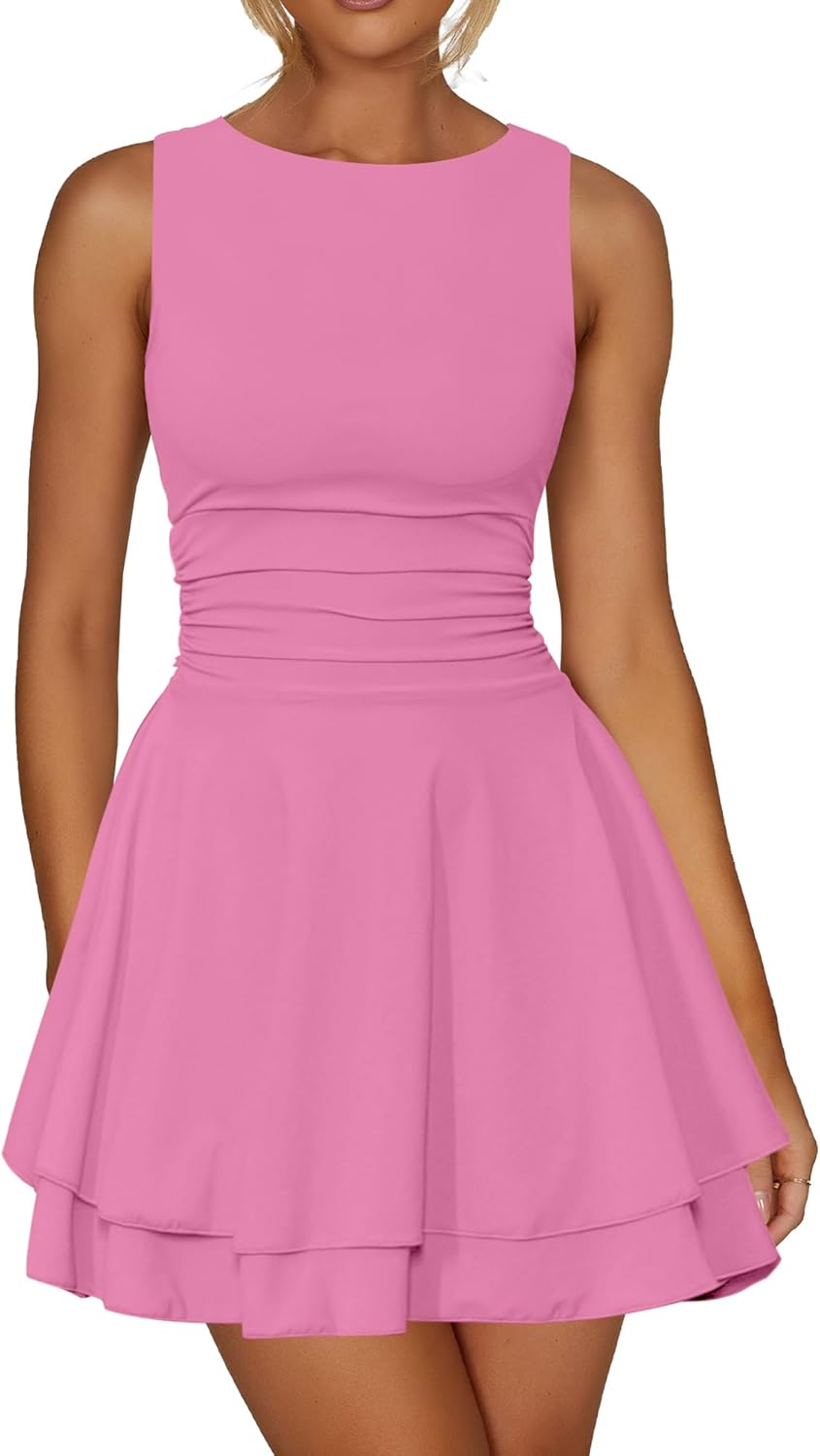 Kaximil Women's Ruffle Hem Boat Neck Mini Dress for Parties