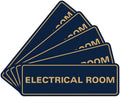 All Quality Electrical Room Sign - Navy Blue/Gold Medium 5 Pack