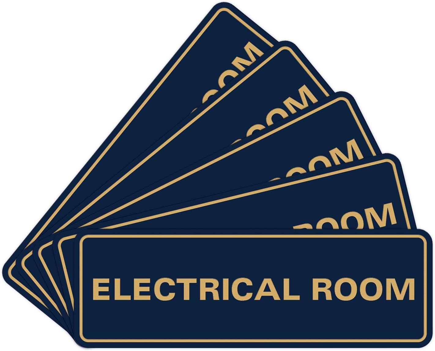 Electrical Room Sign Set - Navy Blue/Gold - 5 Pack for Safety