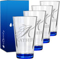 Personalized Beer Glasses Set of 4 Engraved Blue 16oz Pint Glasses