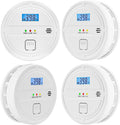 4 Packs Smoke & Carbon Monoxide Detector Combo - Digital Display