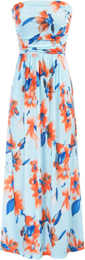 GRACE KARIN Strapless Casual Loose Ruched Long Maxi Dress with Pockets
