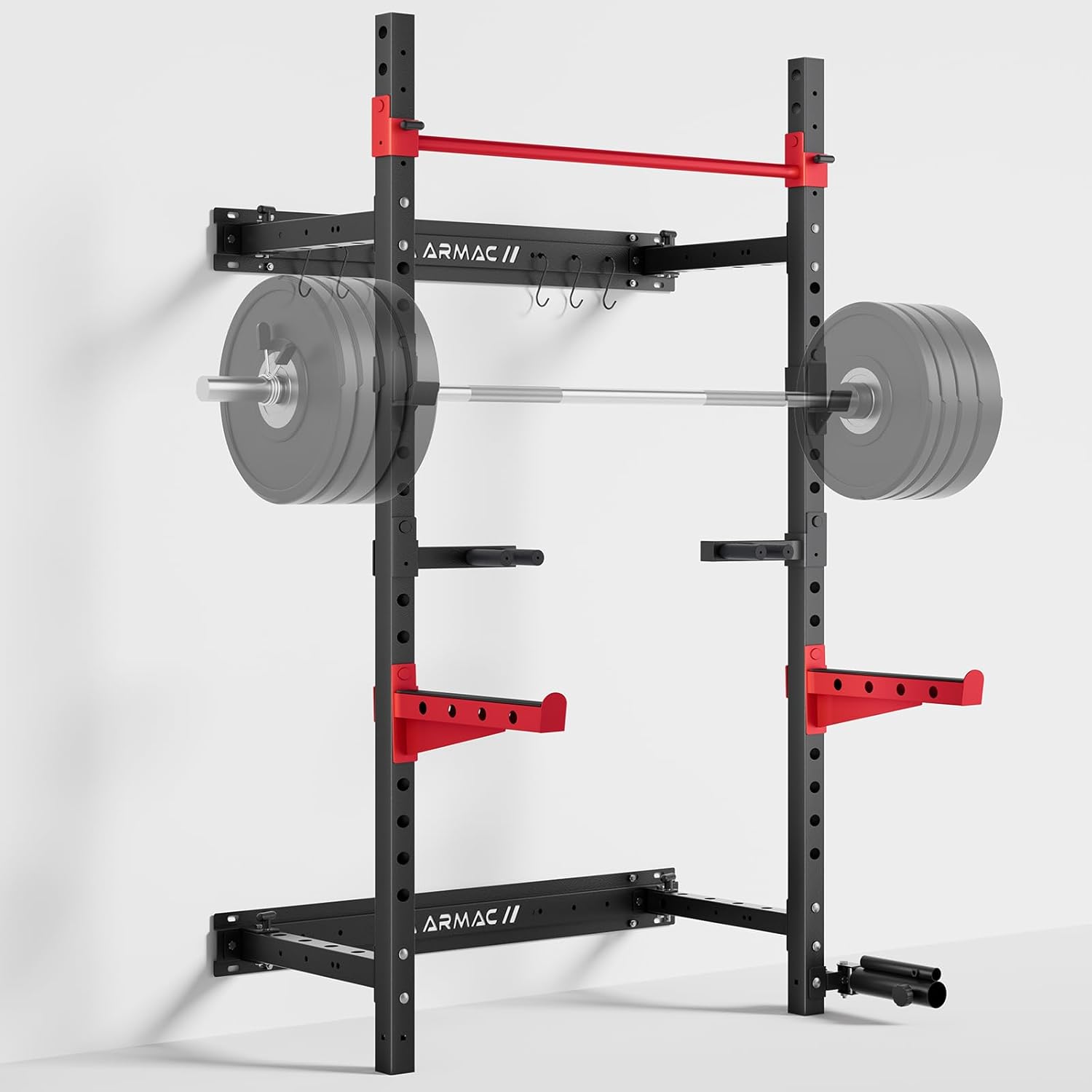 Space-Saving Power Rack w/ Pull Up Bar & Accessories