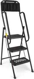 Valeo 3 Step Ladder with Handrails - Stable 500 lb Capacity