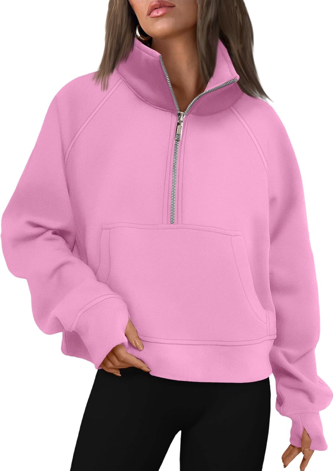 AUTOMET Womens Sweatshirts Half Zip Cropped Pullover for Fall