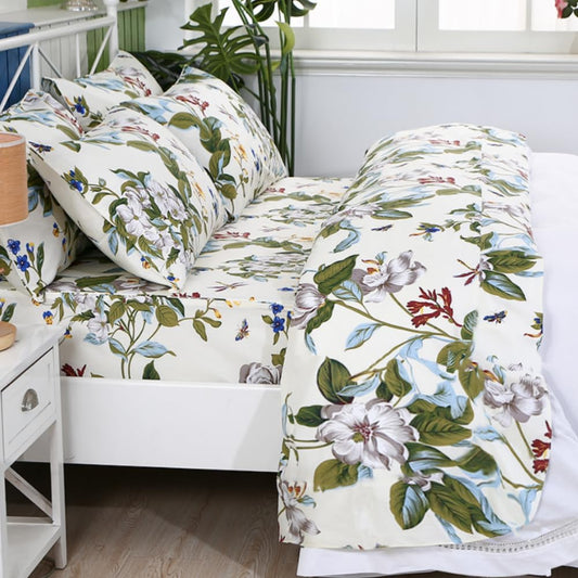FADFAY Shabby Floral Sheets California King 100% Cotton Bedding