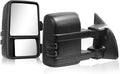 Pair Towing Mirrors for 08-16 Ford Super Duty - Manual Black Smoke