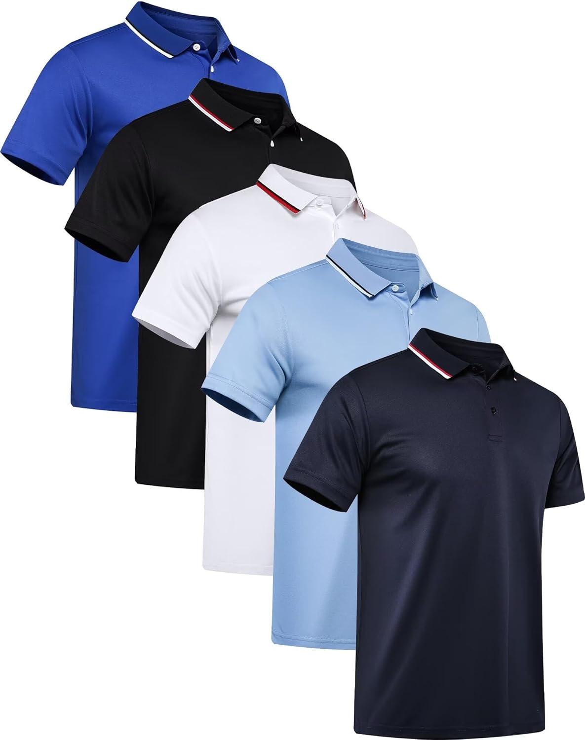 OYGSieg 5 Pack Mens Polo Shirt Tactical Quick Dry Performance