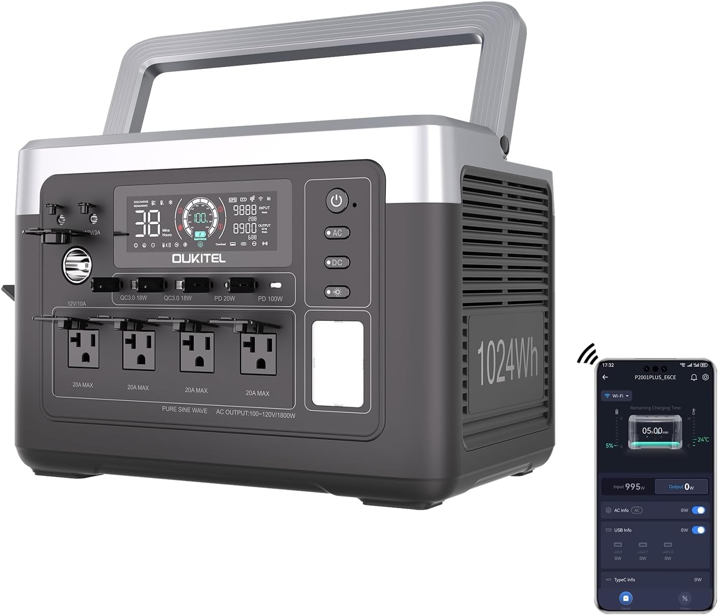 1800W Solar Generator Fast Charging Power Station