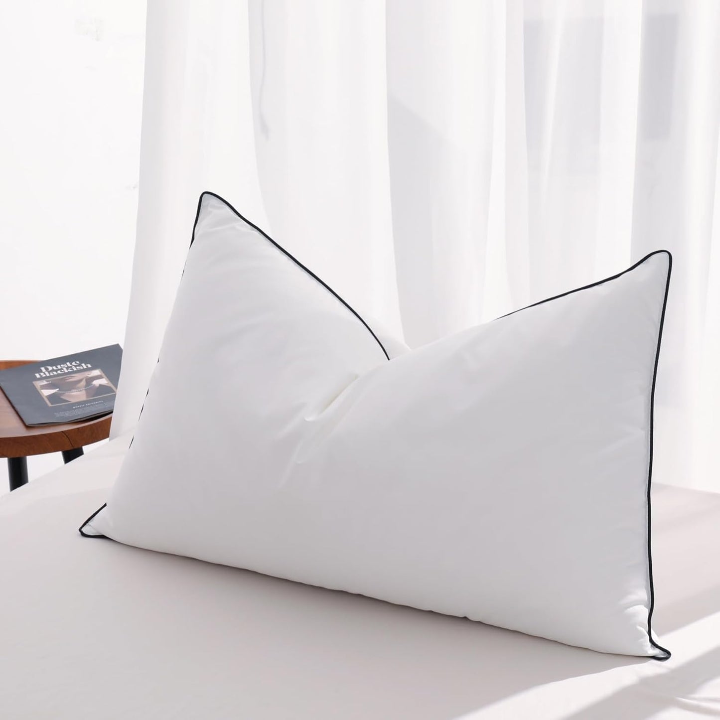 Mosluna Flat Feather Down Pillows for Sleeping Standard Size