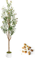 Artificial Olive Trees 7FT Faux Olive Tree with White Planter