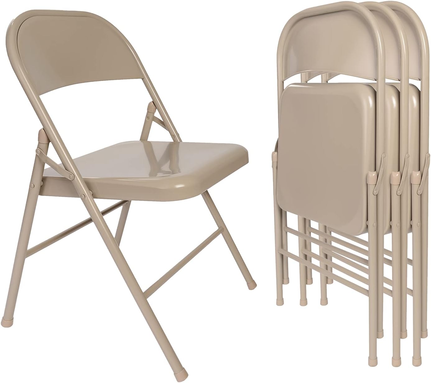 VECELO Metal Folding Chairs 4 Pack - Easy Fold & Stack