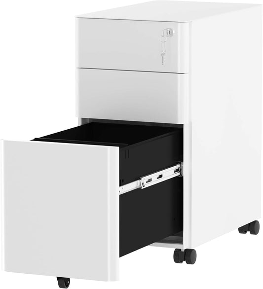 YITAHOME Locking Slim File Cabinet - White