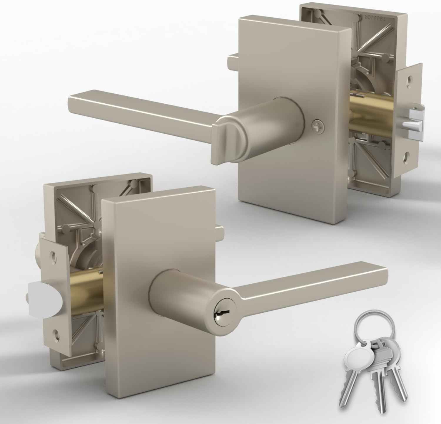 Mega Handles Glamor Entry Lever Set for Hallway and Bathroom