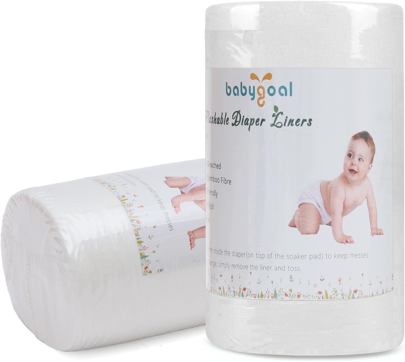 Bamboo Cloth Diaper Liners 200 Sheets - Stay Dry Baby!