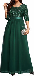 Women's Plus Size Lace Chiffon Long Maxi Dress by Pinup Fashion