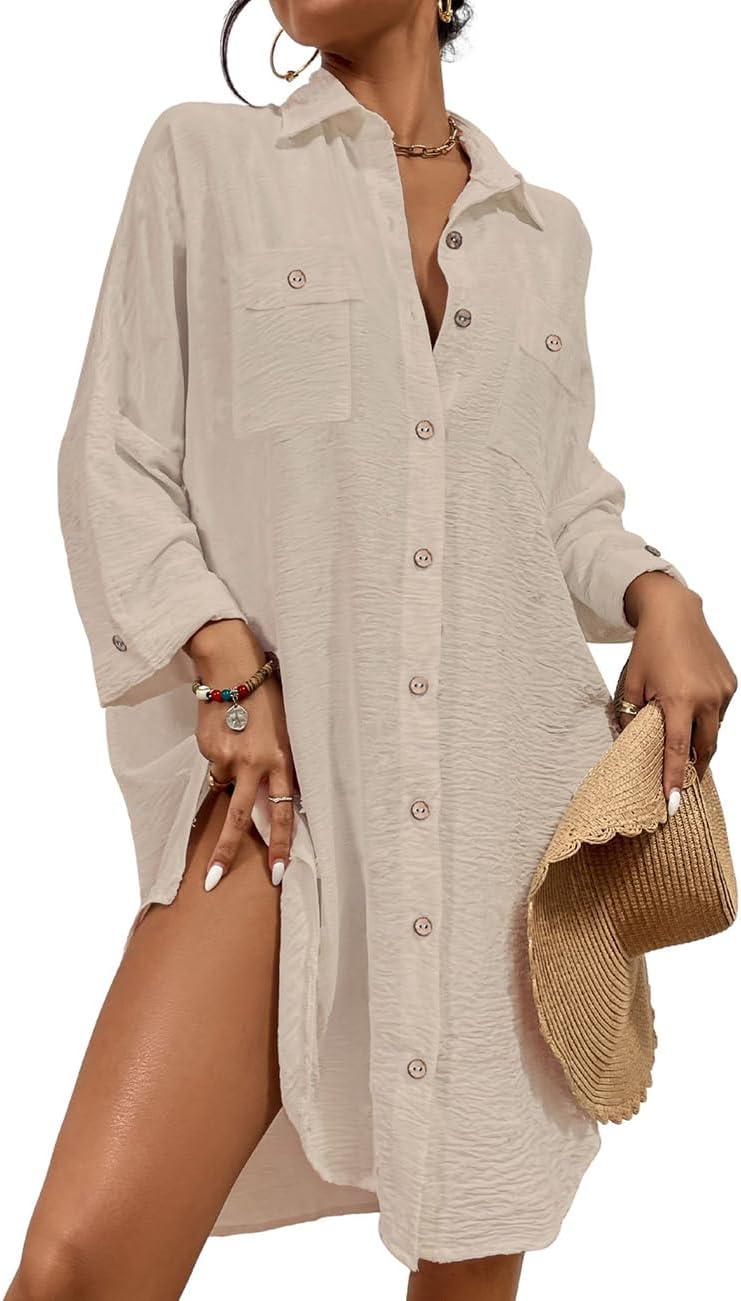 Bsubseach Womens Modern Swimsuit Cover Up Blouse for Beach